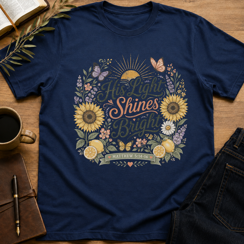 His Light Shines Bright - Floral T-Shirt