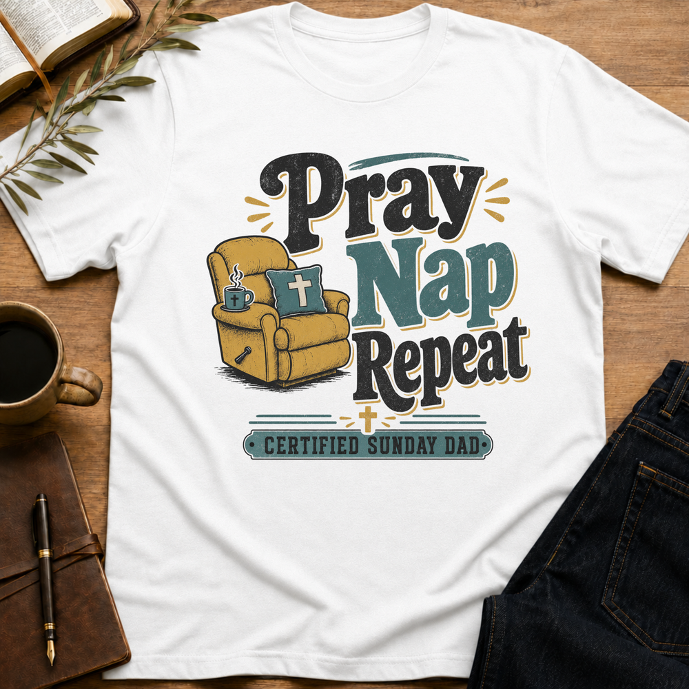 Pray Nap Repeat - Funny Christian Dad T-Shirt