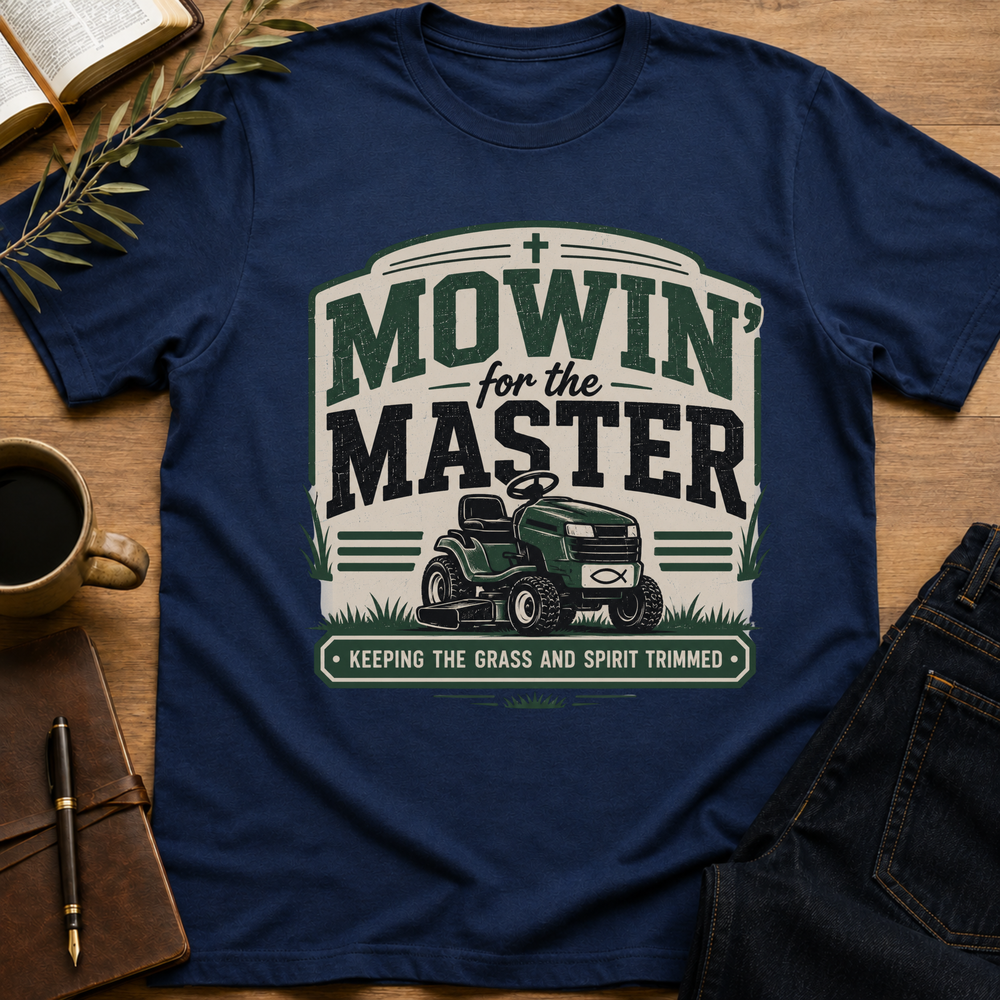 Mowin' for the Master - Funny Christian Dad T-Shirt