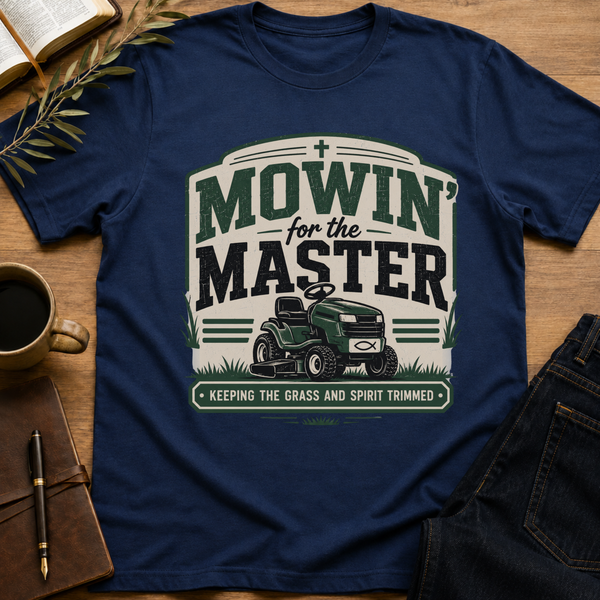 Mowin' for the Master - Funny Christian Dad T-Shirt