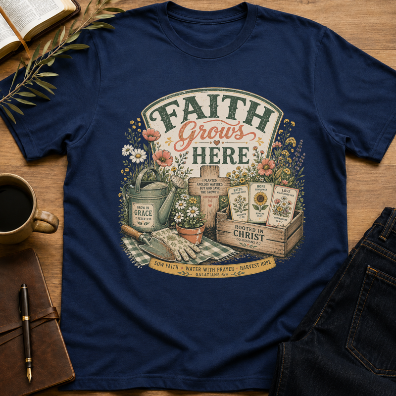 Faith Grows Here Floral T-Shirt