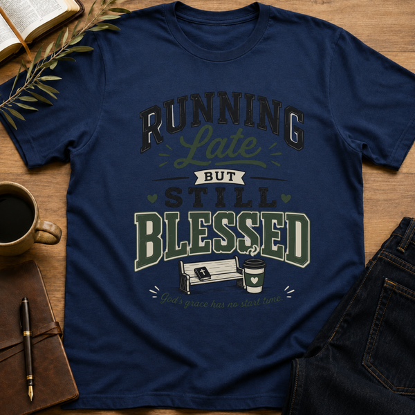 Running Late But Still Blessed - Funny Christian T-Shirt