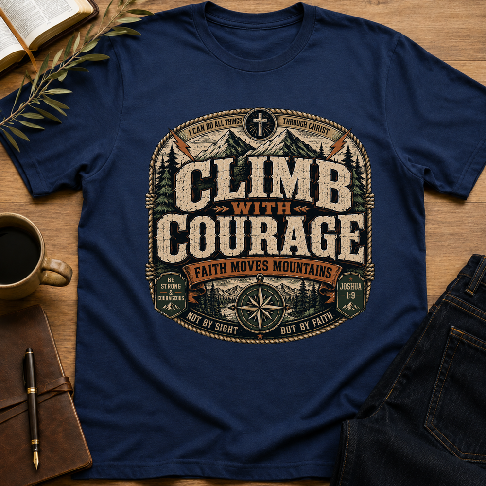 Climb With Courage - Faith Moves Mountains T-Shirt