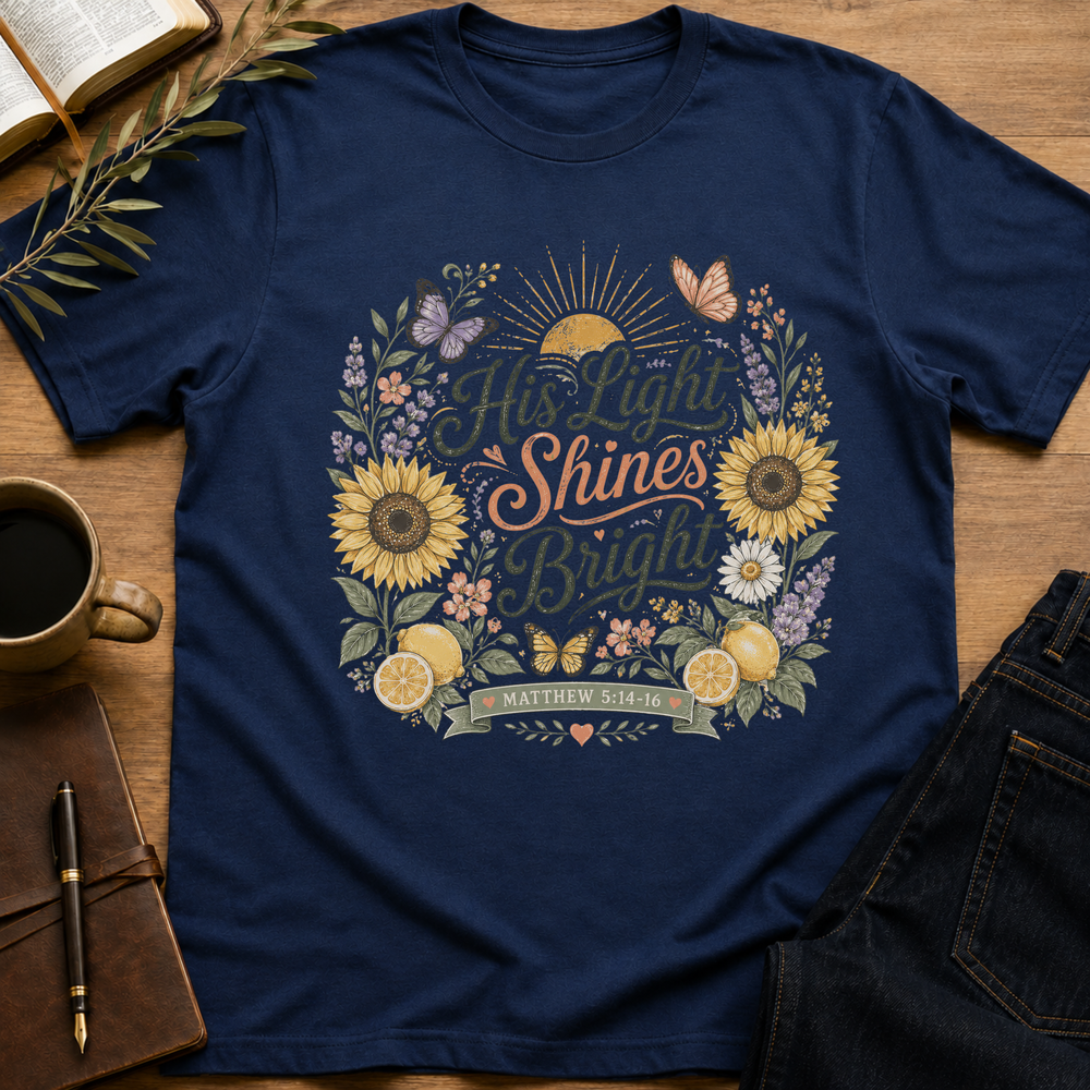 His Light Shines Bright - Floral T-Shirt