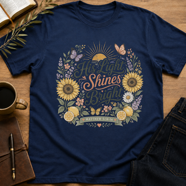 His Light Shines Bright - Floral T-Shirt