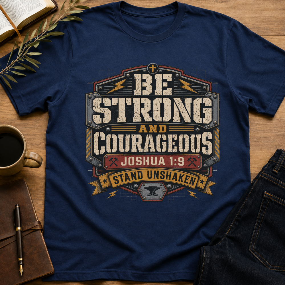 Be Strong And Courageous - Joshua 1:9 - Stand Unshaken T-Shirt