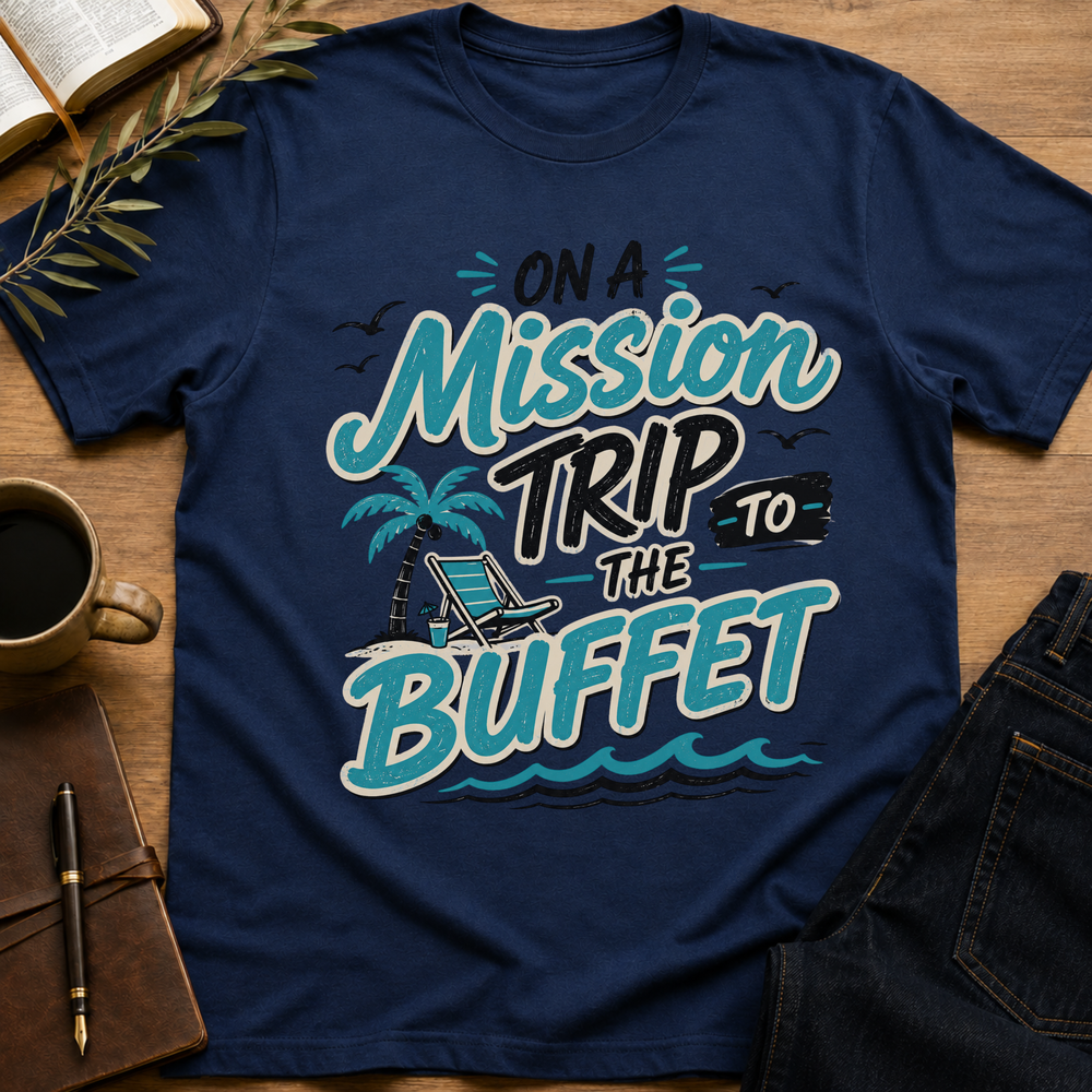 On a Mission Trip to the Buffet - Funny Christian T-Shirt
