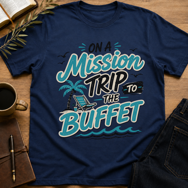 On a Mission Trip to the Buffet - Funny Christian T-Shirt