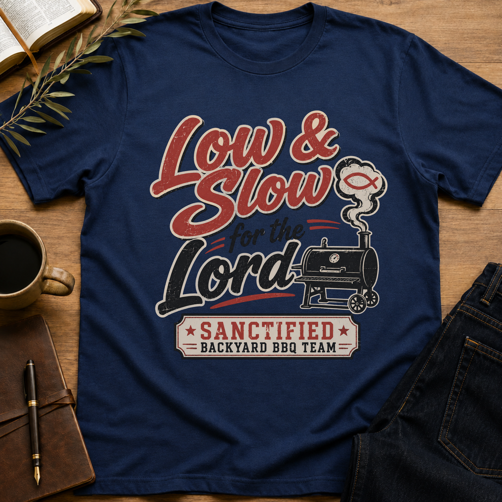 Low & Slow for the Lord - Funny Christian BBQ Dad T-Shirt