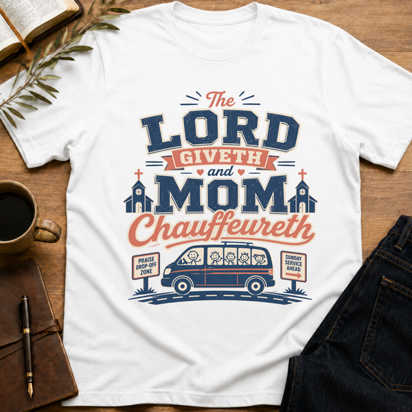 The Lord Giveth, Mom Chauffeureth - Funny Christian Mom T-Shirt