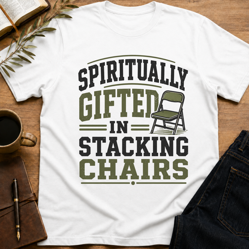 Spiritually Gifted in Stacking Chairs - Funny Church Volunteer T-Shirt