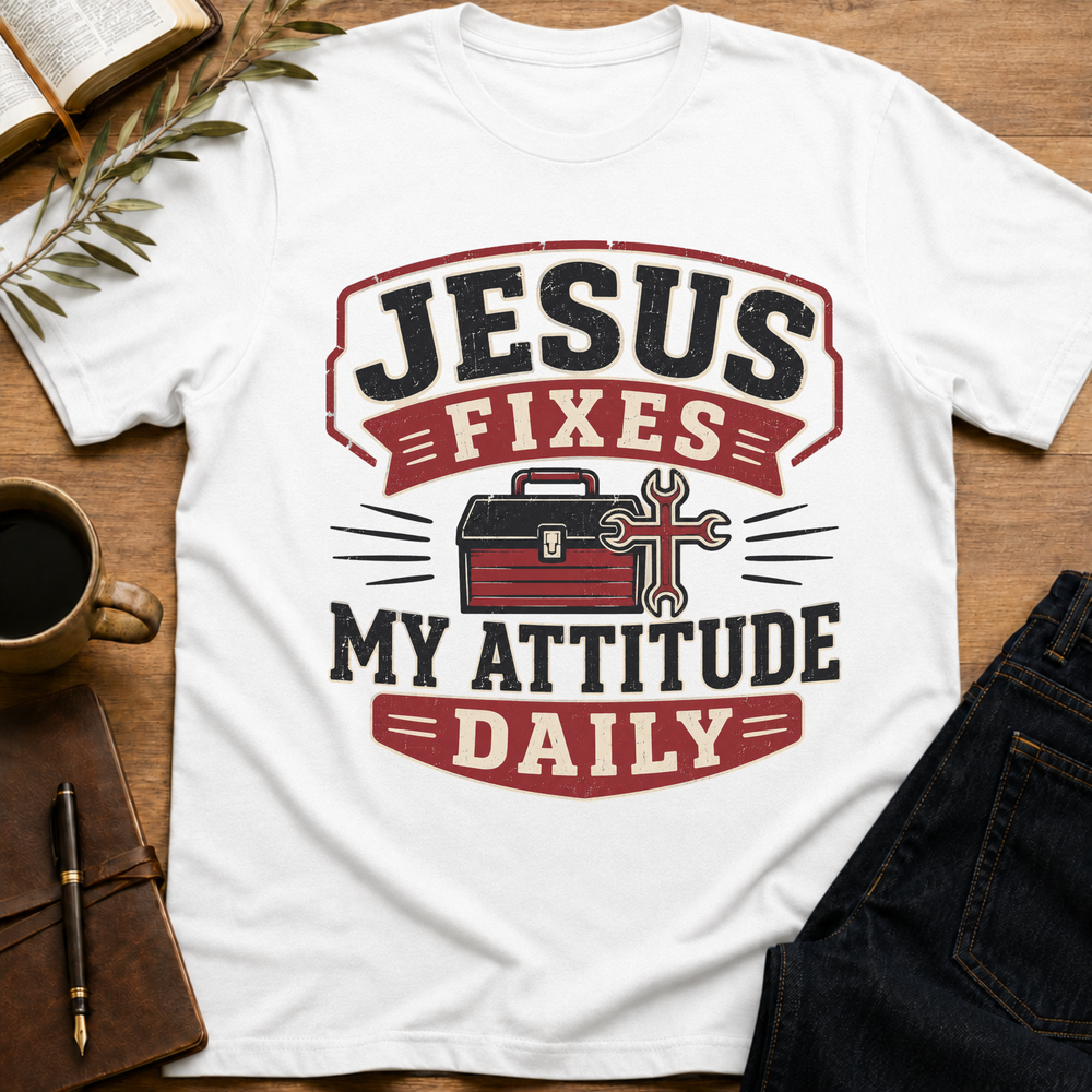Jesus Fixes My Attitude Daily - Funny Christian T-Shirt