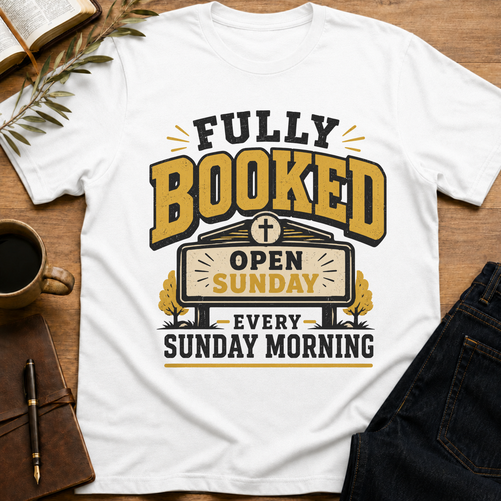 Fully Booked, Open Sunday - Funny Church T-Shirt