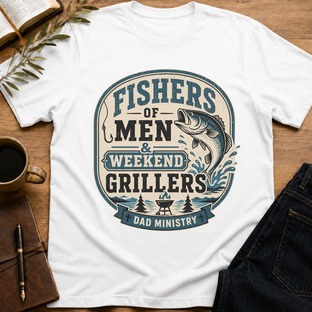Fishers of Men & Weekend Grillers - Funny Christian Dad T-Shirt