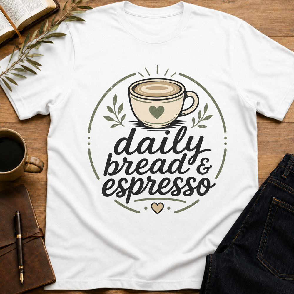 Daily Bread and Espresso - Funny Christian Coffee T-Shirt