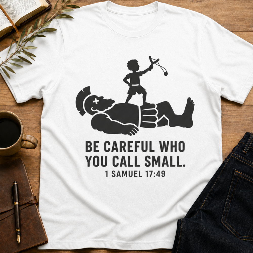Be Careful Who You Call Small - Funny David and Goliath T-Shirt